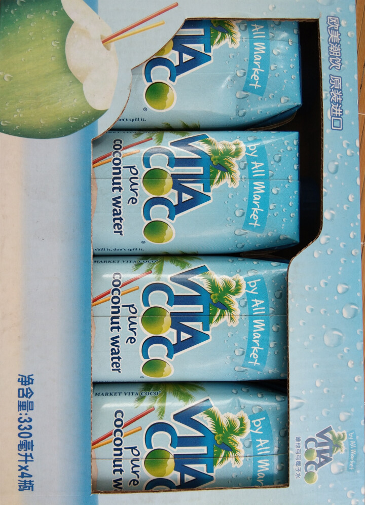 唯他可可（Vita Coco）天然椰子水进口NFC果汁饮料330ml*4瓶怎么样，好用吗，口碑，心得，评价，试用报告,第2张