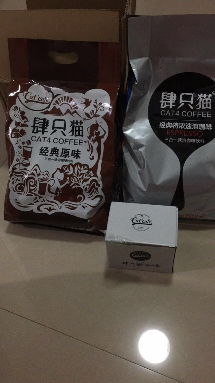 肆只猫 原味咖啡 特浓速溶咖啡粉即饮三合一50条袋装 饮料冲调 阿拉比卡豆源产地 是否送杯套餐可选 原味+特浓100条：买送杯+勺子怎么样，好用吗，口碑，心得，,第3张