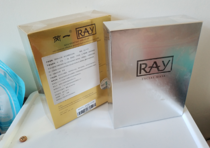 ray面膜泰国芮一版35g（保湿补水修复痘印收缩毛孔抗皱金银ray婴儿蚕丝面膜套装正品自营官方旗舰) 【10片/盒】 金色一盒 + 银色一盒怎么样，好用吗，口碑,第2张