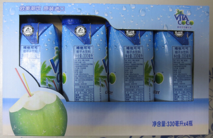 唯他可可（Vita Coco）天然椰子水进口NFC果汁饮料330ml*4瓶怎么样，好用吗，口碑，心得，评价，试用报告,第2张