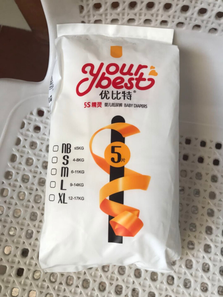 优比特 【yourbest】婴儿纸尿裤 柔薄瞬吸系列 单片独立包装 S码5片装 小号尿不湿（4,第2张