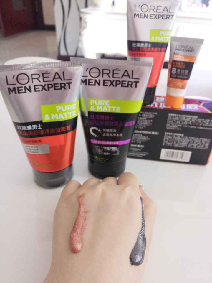 欧莱雅（LOREAL） 欧莱雅男士洗面奶套装控油磨砂淡痘黑头火山岩泥清洁去油性皮肤洁面膏2支装怎么样，好用吗，口碑，心得，评价，试用报告,第5张