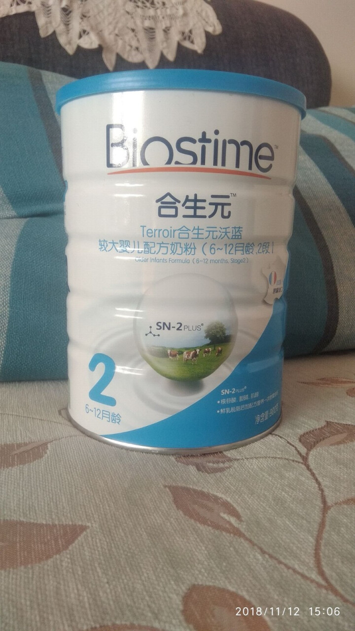 合生元（BIOSTIME） 沃蓝系列婴幼儿新生儿配方奶粉 法国原罐进口 2段900克（6,第2张