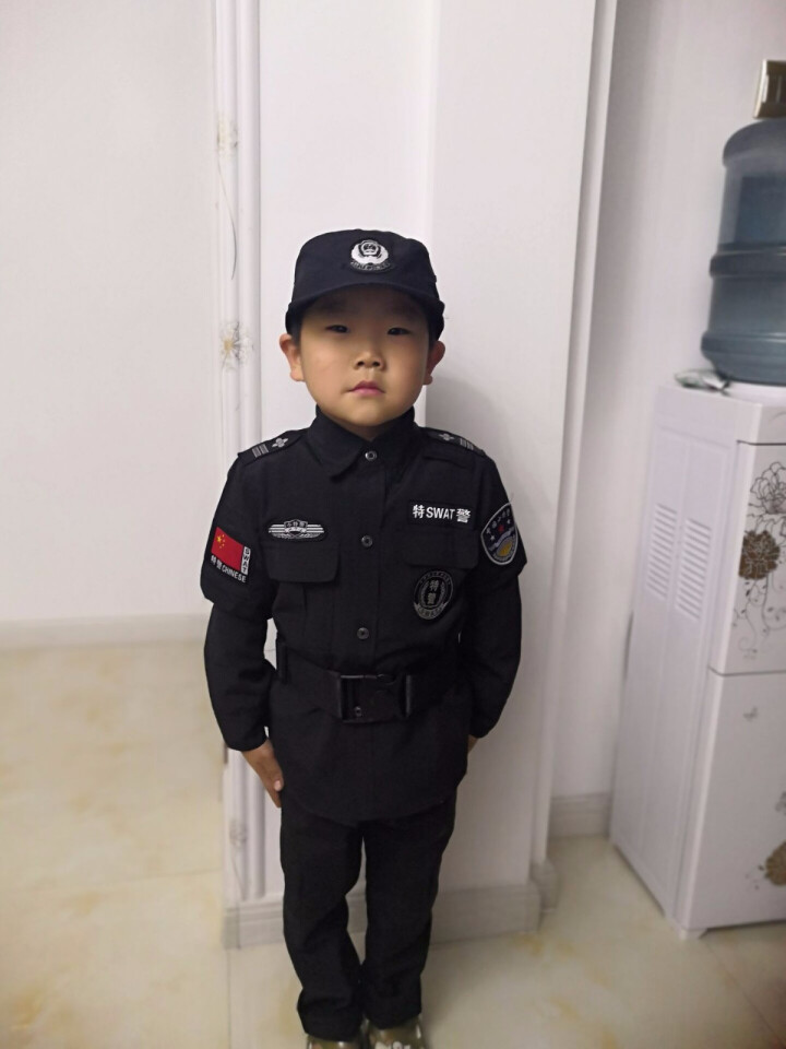 元旦儿童警察衣服套装少儿黑猫警长幼儿园小警察演出服特警套装男女童 长外套+长裤+帽子+腰带 120cm怎么样，好用吗，口碑，心得，评价，试用报告,第2张