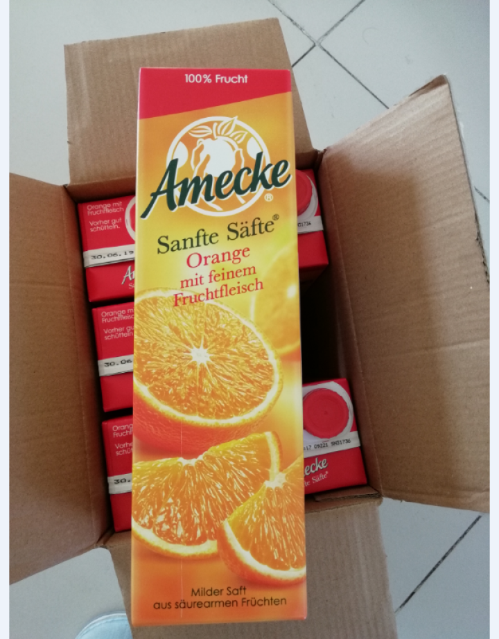 爱美可（Amecke）德国原装进口 100%鲜榨果肉橙汁果汁 1L*6瓶整箱装果汁饮料 京东包邮怎么样，好用吗，口碑，心得，评价，试用报告,第2张