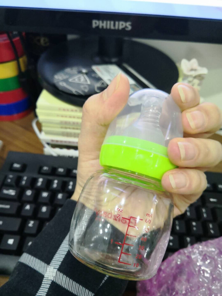 玻璃果汁奶瓶初生婴儿宝宝喝水奶瓶防呛喂药便携小奶瓶60ml 绿色怎么样，好用吗，口碑，心得，评价，试用报告,第3张