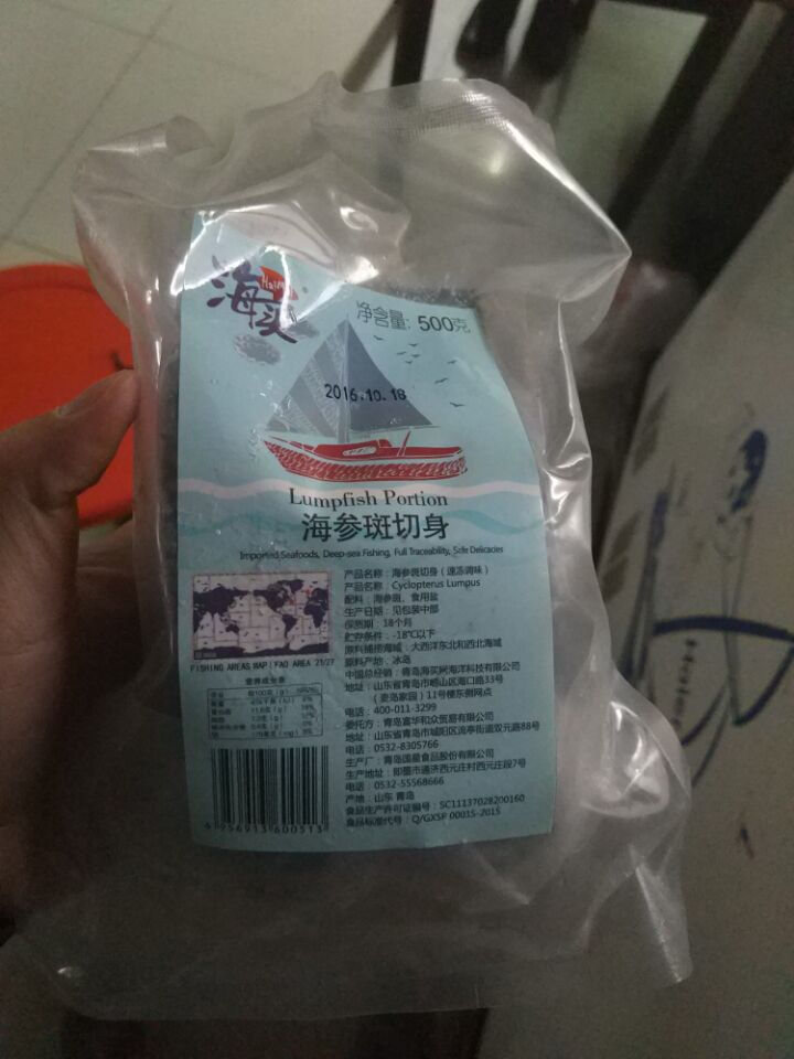 海买 冷冻冰岛海参斑切段 500g 4,第2张