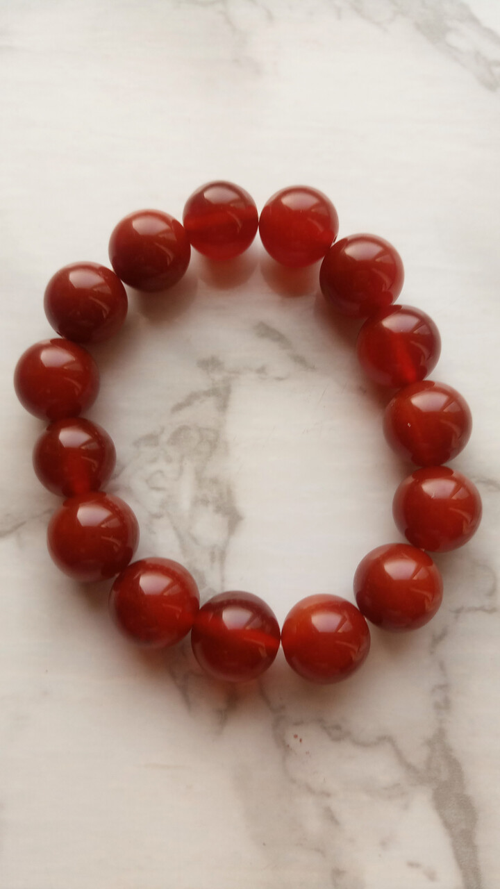 玉随行天然冰种红玛瑙手链圆珠转运手串女 珠径12mm