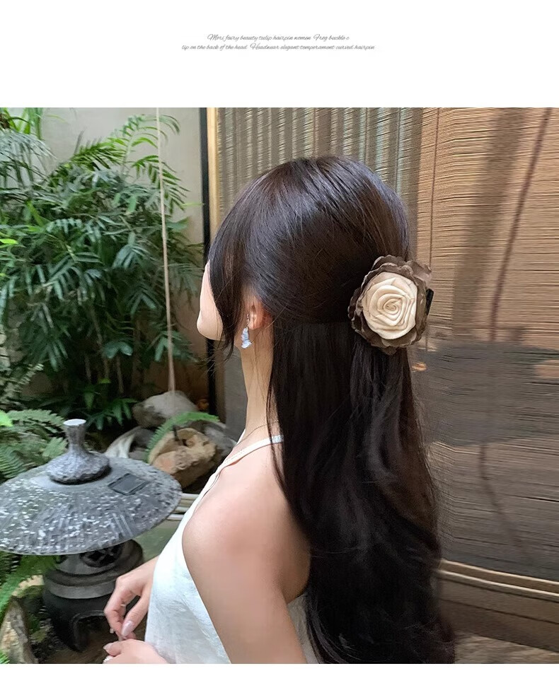 BQI Purple Camellia Flower Hair Clip, Back of Head Half-Up Hair Claw Clip for Women, Elegant 2025 New Style Shark Clip Hairpi 4