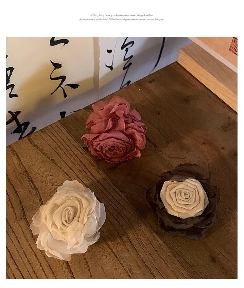BQI Purple Camellia Flower Hair Clip, Back of Head Half-Up Hair Claw Clip for Women, Elegant 2025 New Style Shark Clip Hairpi 2