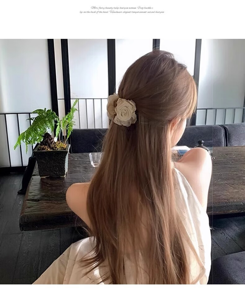 BQI Purple Camellia Flower Hair Clip, Back of Head Half-Up Hair Claw Clip for Women, Elegant 2025 New Style Shark Clip Hairpi 5