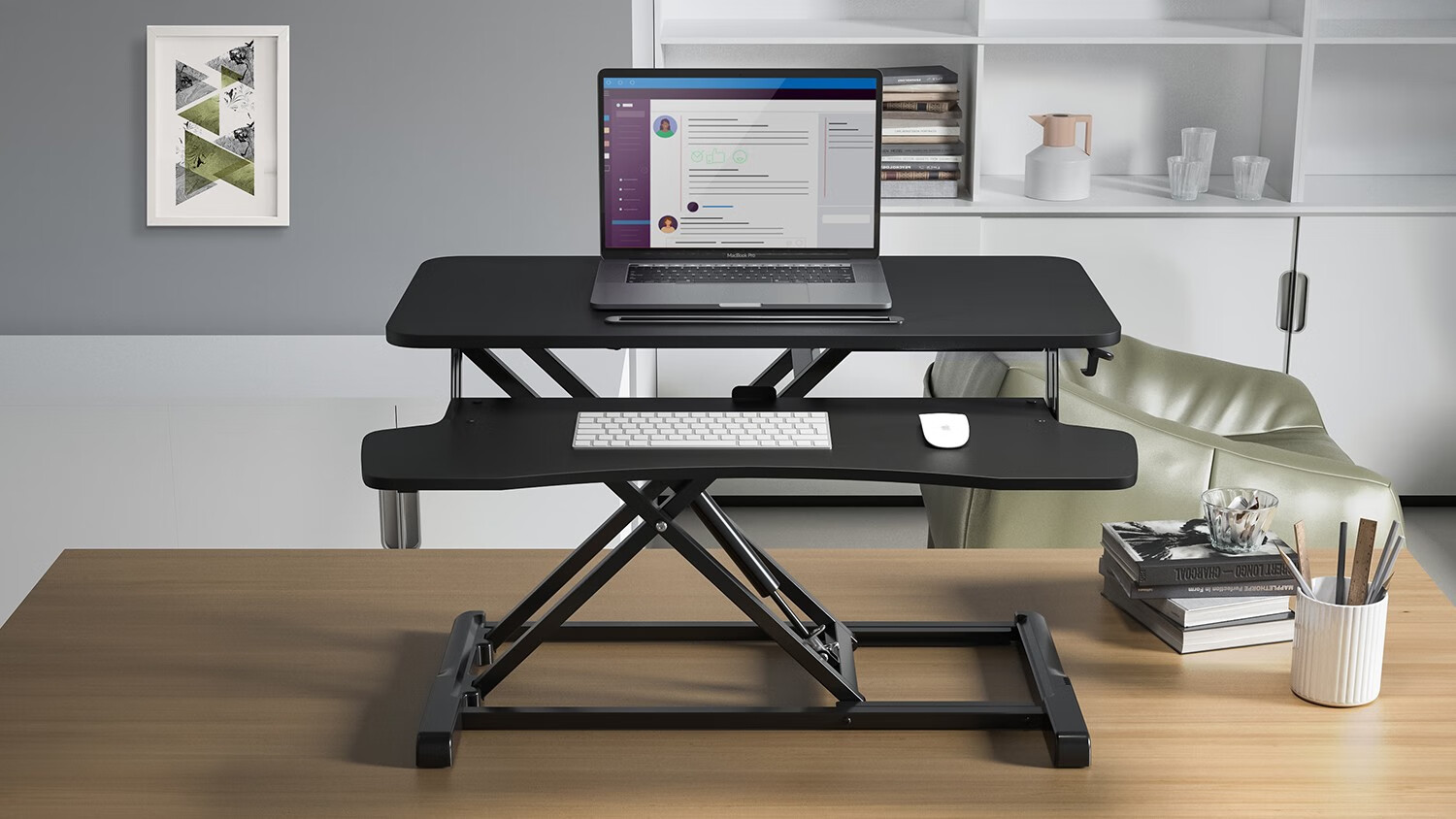 brateck北弧升降桌电脑桌站立办公升降台办公工作桌台式书桌站立式