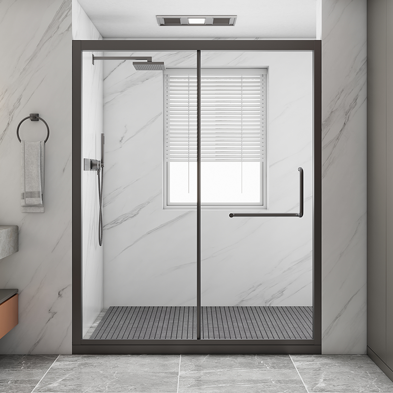 玻璃门卫生间浴屏一字形推拉移门沐浴房冲凉淋雨洗澡间整体一体式干湿