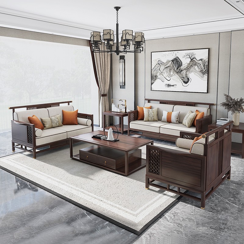 有门店有保障作木坊东辰沙发实木布艺沙发乌金木新中式客厅实木家具