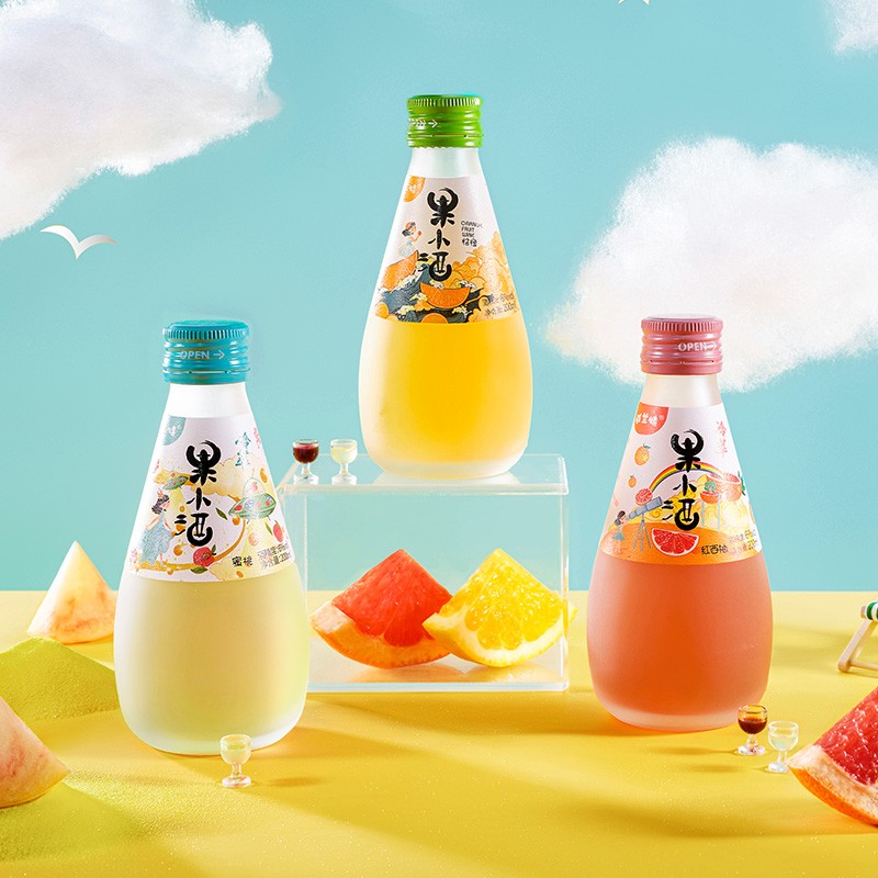 威兰特果小酒6度微醺果酒女士酒青梅酒晚安酒鲜果发酵酒200ml6瓶装桔