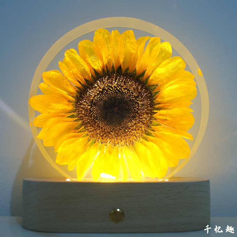 花始向日葵永生花鲜花标本树脂摆件小夜灯饰品桌面工艺品送老师男女友