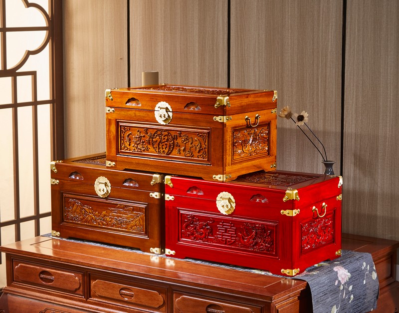 惞起香樟木箱子八宝箱婚嫁箱仿古雕花嫁妆箱结婚收纳箱陪嫁结婚字画