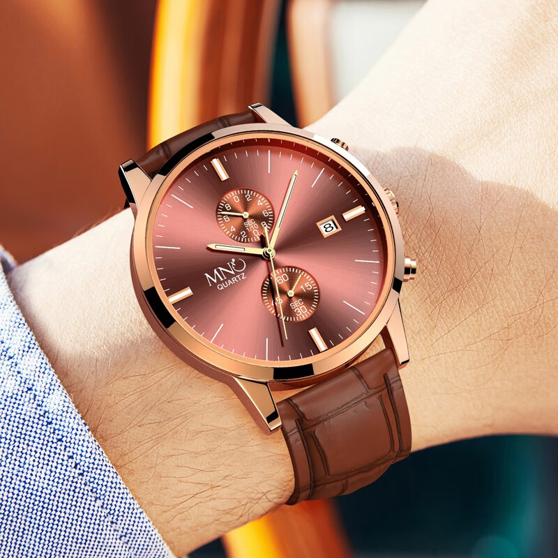 mno梦梭时尚商务男士手表潮流薄款夜光防水瑞士风格电子石英表青少年